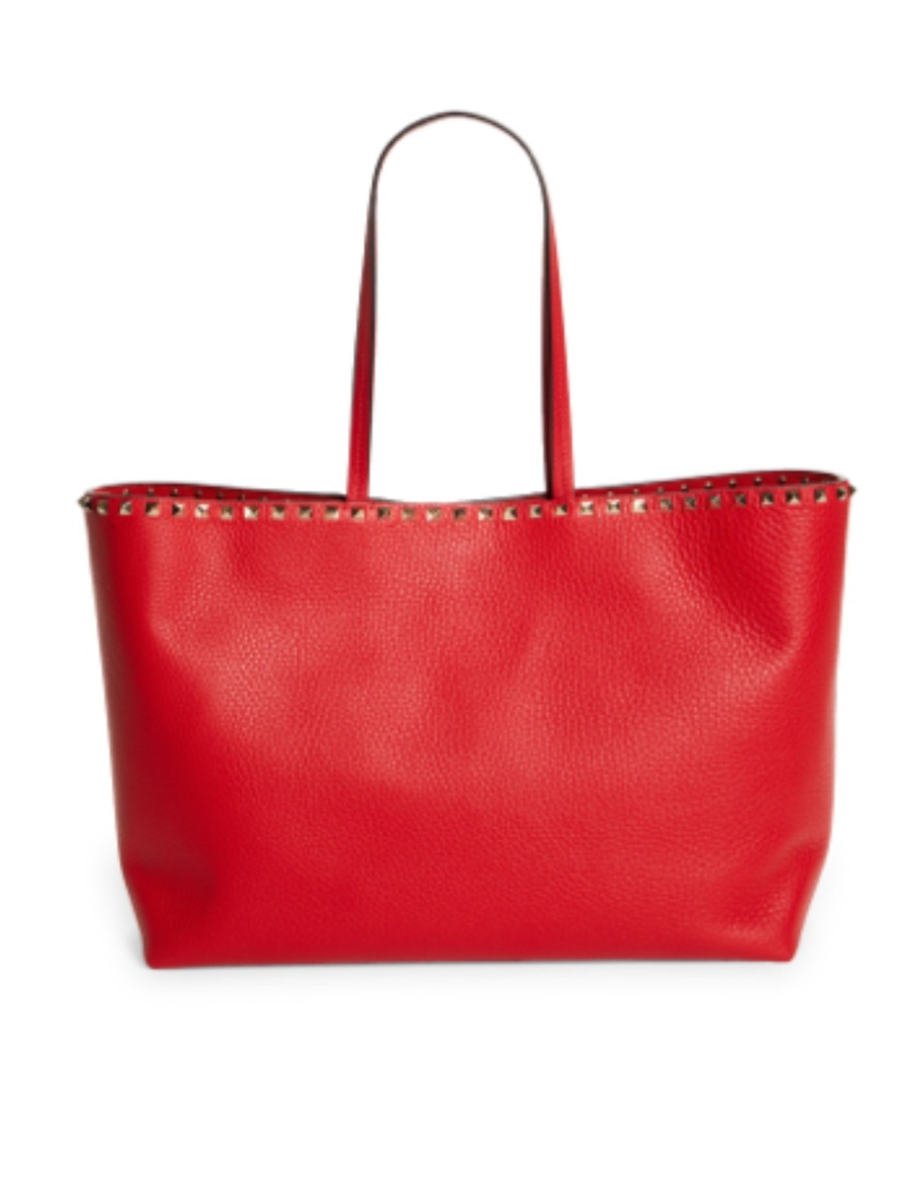 Valentino Garavani Rockstud Leather Tote Rouge Pur